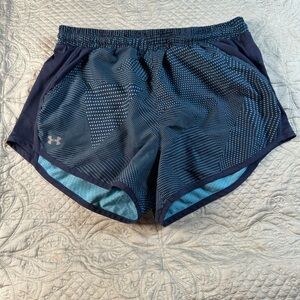 Under Armour Blue Athletic Shorts with Striped Design